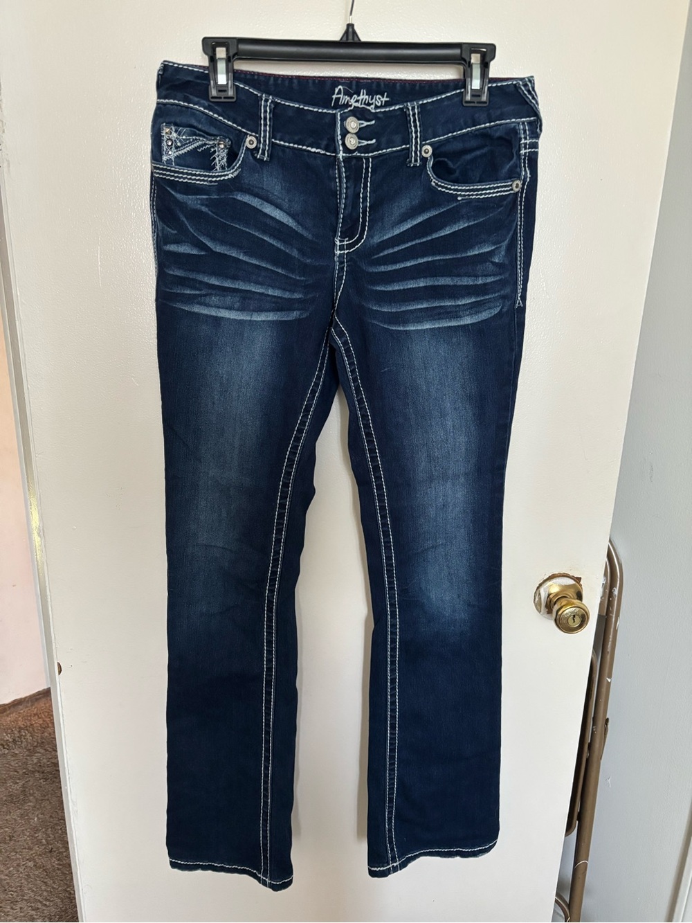 Amethyst Jeans Dark Blue Women's Bootcut with Contrast Stitching